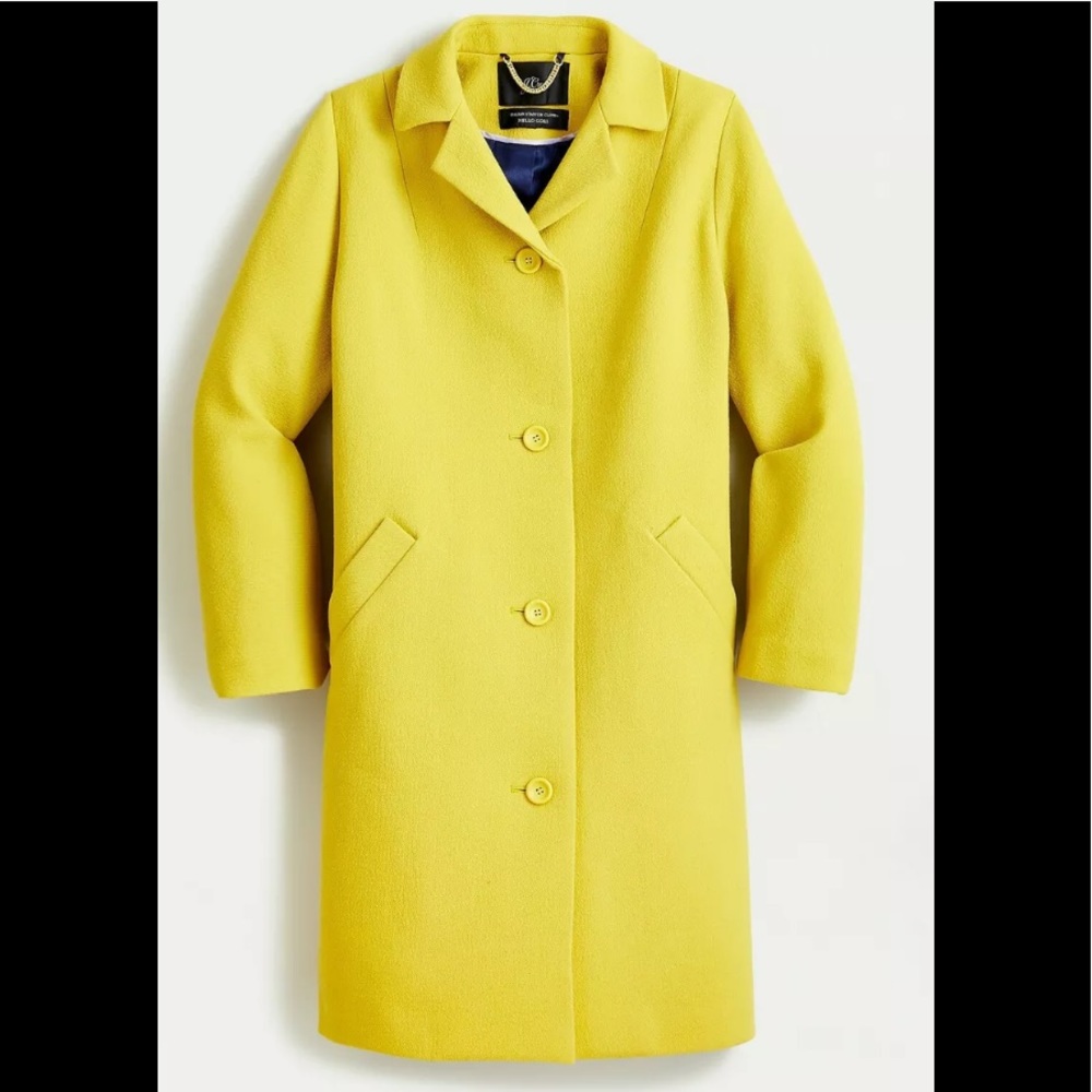 J. Crew Chartreuse Italian Wool Car Coat size: M